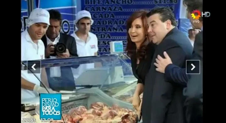 Ricardo Bruzzese y Cristina Kirchner, en la presentación del programa Carne para Todos. Foto: Juan Roleri / Télam.