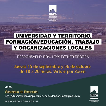 Flyer Extension Unpa Uaco - Universidad y territorio