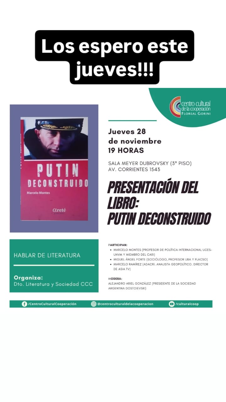 Invitación a la Presentación del Libro: “Putin Desconstruido” del Dr. Marcel …