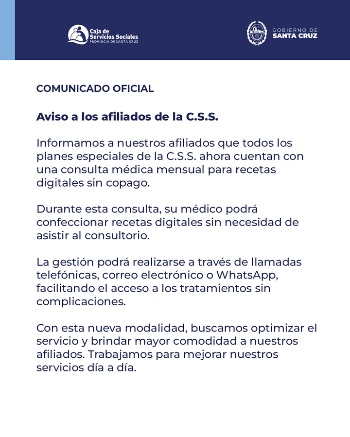 Aviso a los afiliados de la C.S.S.
