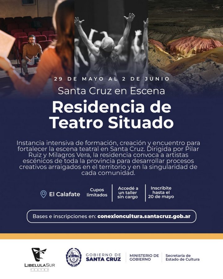 Convocan a actores y actrices a participar de una Residencia Teatral en El Calafate